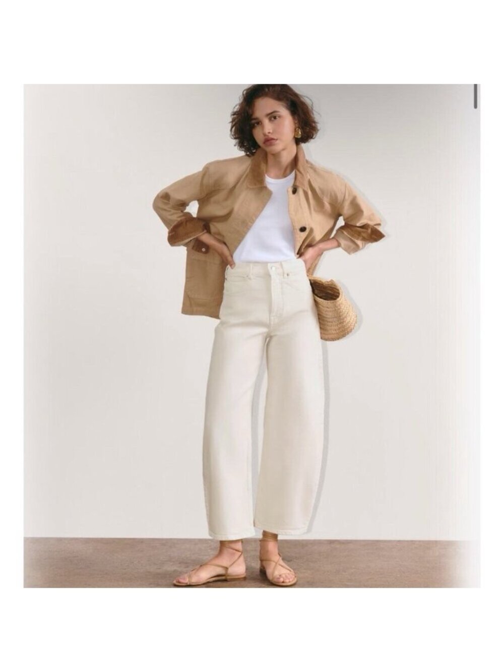 Everlane The Way High Curve Jeans In Ecru Sz 29 R Barrel 25” Inseam